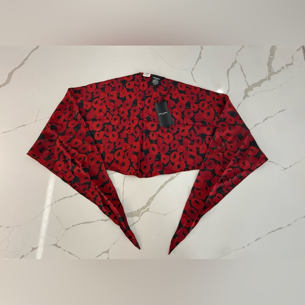 Saint Laurent Poppy Losange Scarf